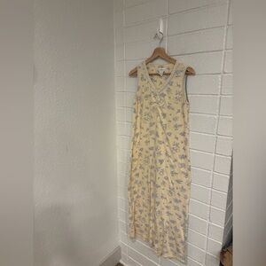 Vintage Liz Claiborne butter yellow and blue wild flower dress